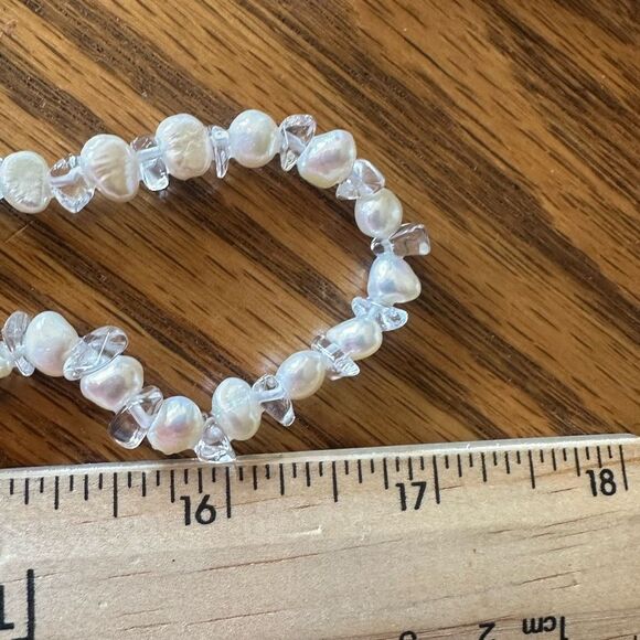 Elegant Genuine Freshwater Pearl & Rock Crystal Necklace 34” + Earrings - Picture 6 of 6